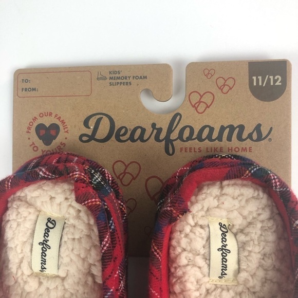NWT Dearfoams Children’s Slippers Sz 11/12 Plaid - Picture 5 of 7